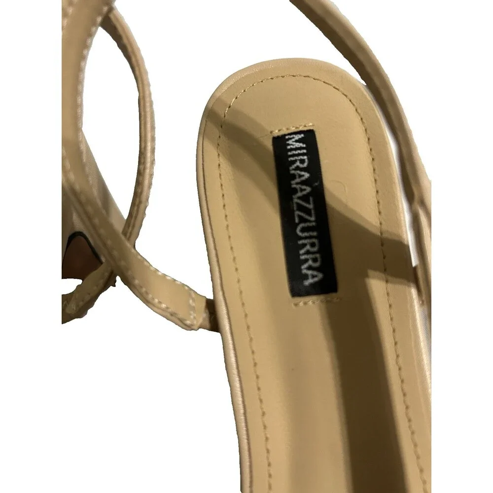 MIRAAZZURRA Women Sling Back Pumps Chunky Heels Round Toe Casual 2 Tone 9.5 - Picture 3 of 10